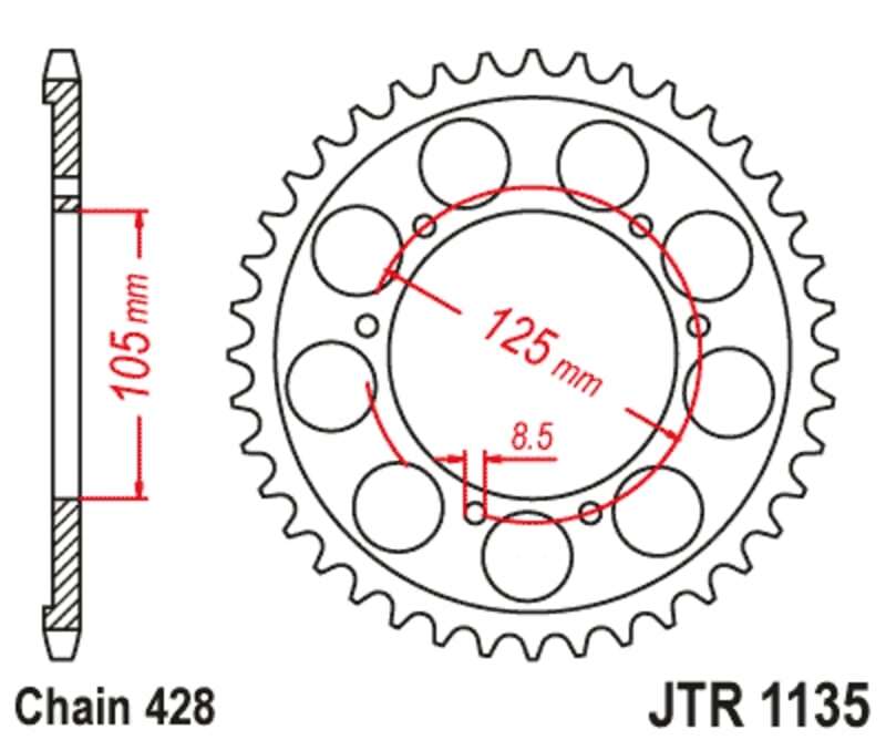 JT DRIVE CHAIN JT/JT Kettensatz 428HDR 13/69 Standard - Standard Ritzel Abbildung 3