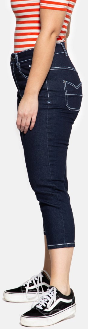 Queen Kerosin Betty Capri Jeans da donna blu scuro 30 Figura 3