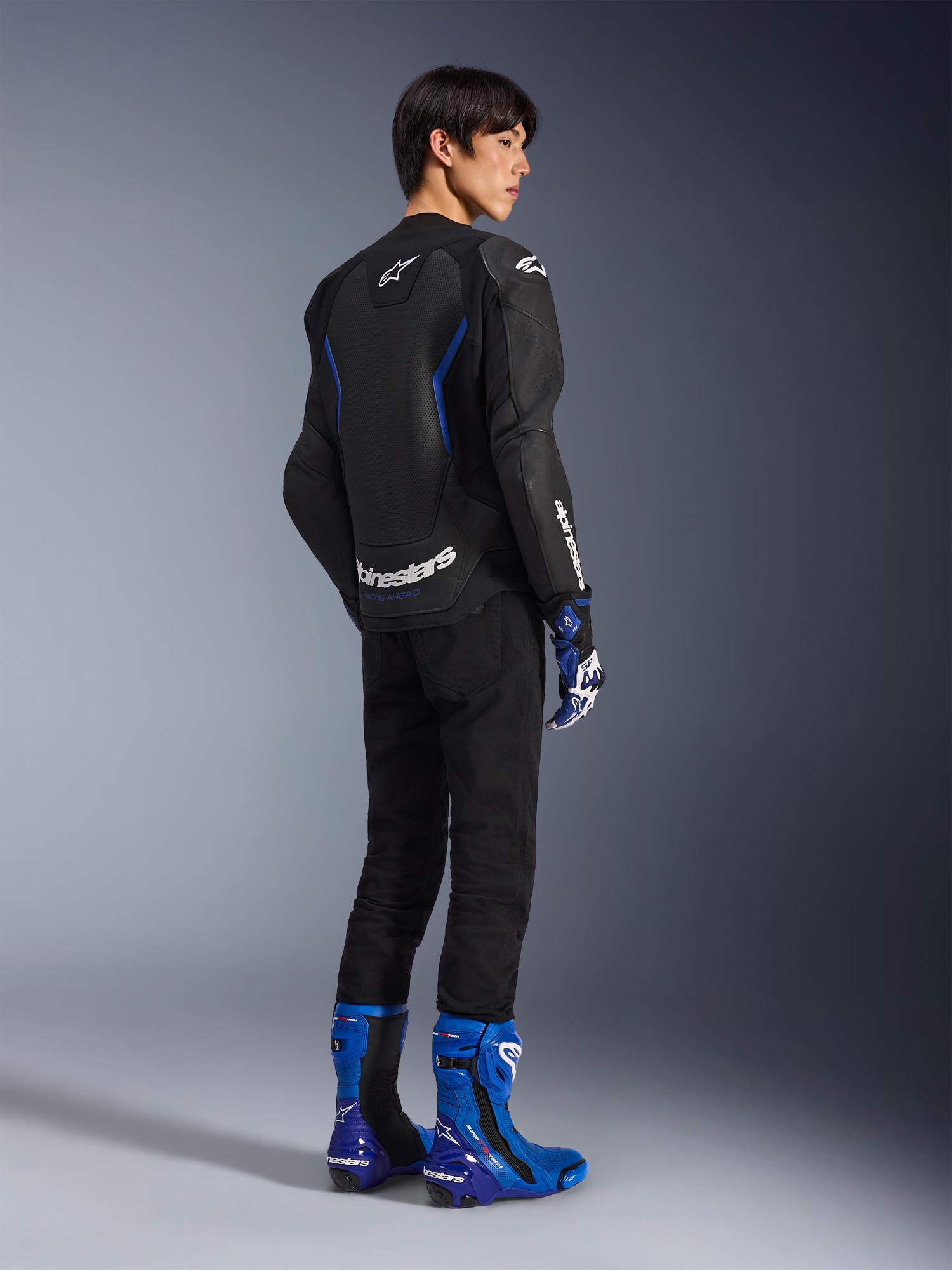 Alpinestars GP Force V2 Air Motorcykel Läderjacka Svart/blå 46 Figur 5