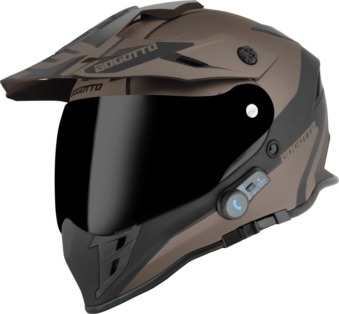 Bogotto H331 BT Tour EVO Bluetooth Enduro Helmet black matt/brown L Figure 1