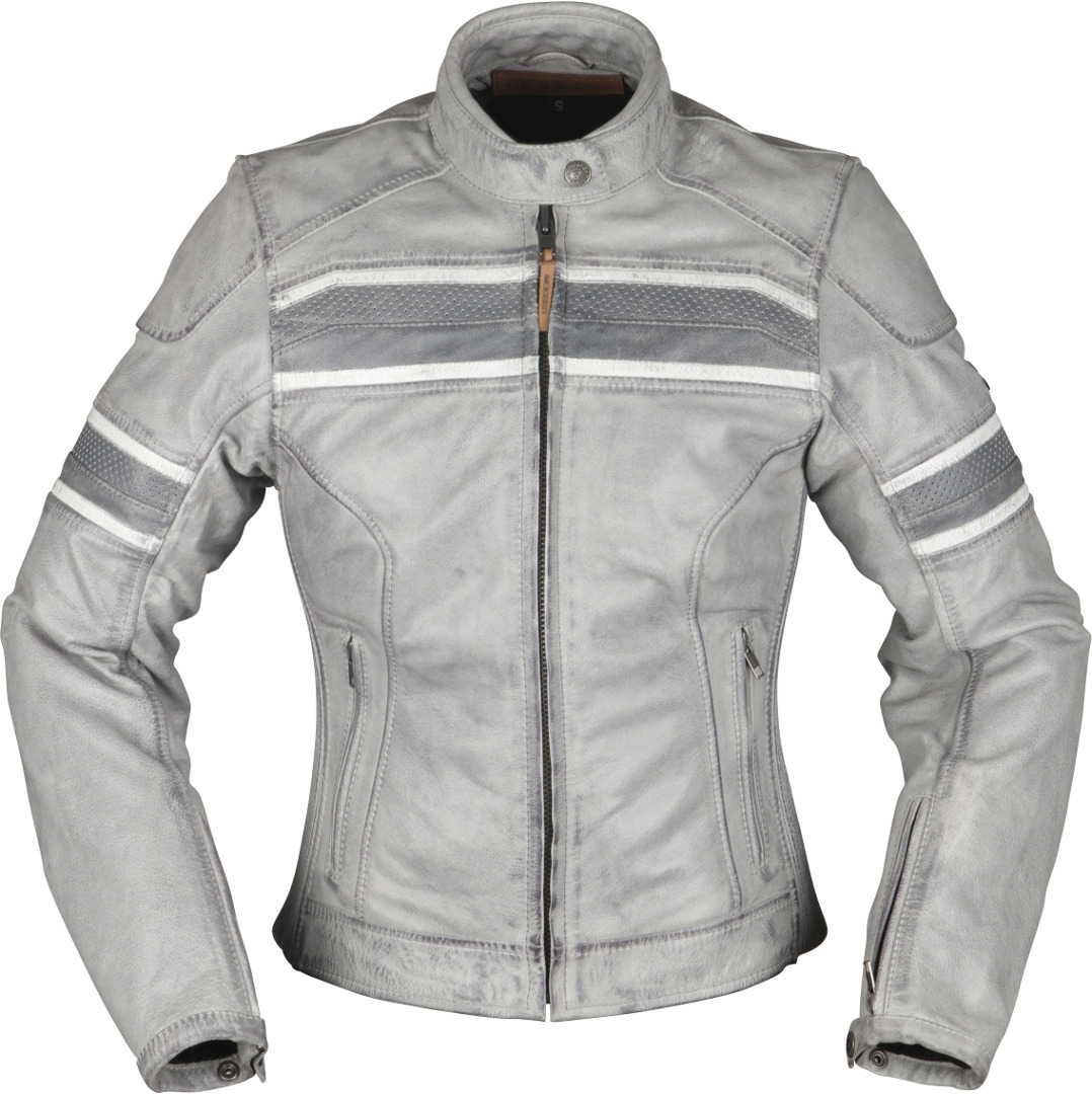 Modeka Iona Ladies Motorcycle Leather Jacket light grey 46 Figure 1