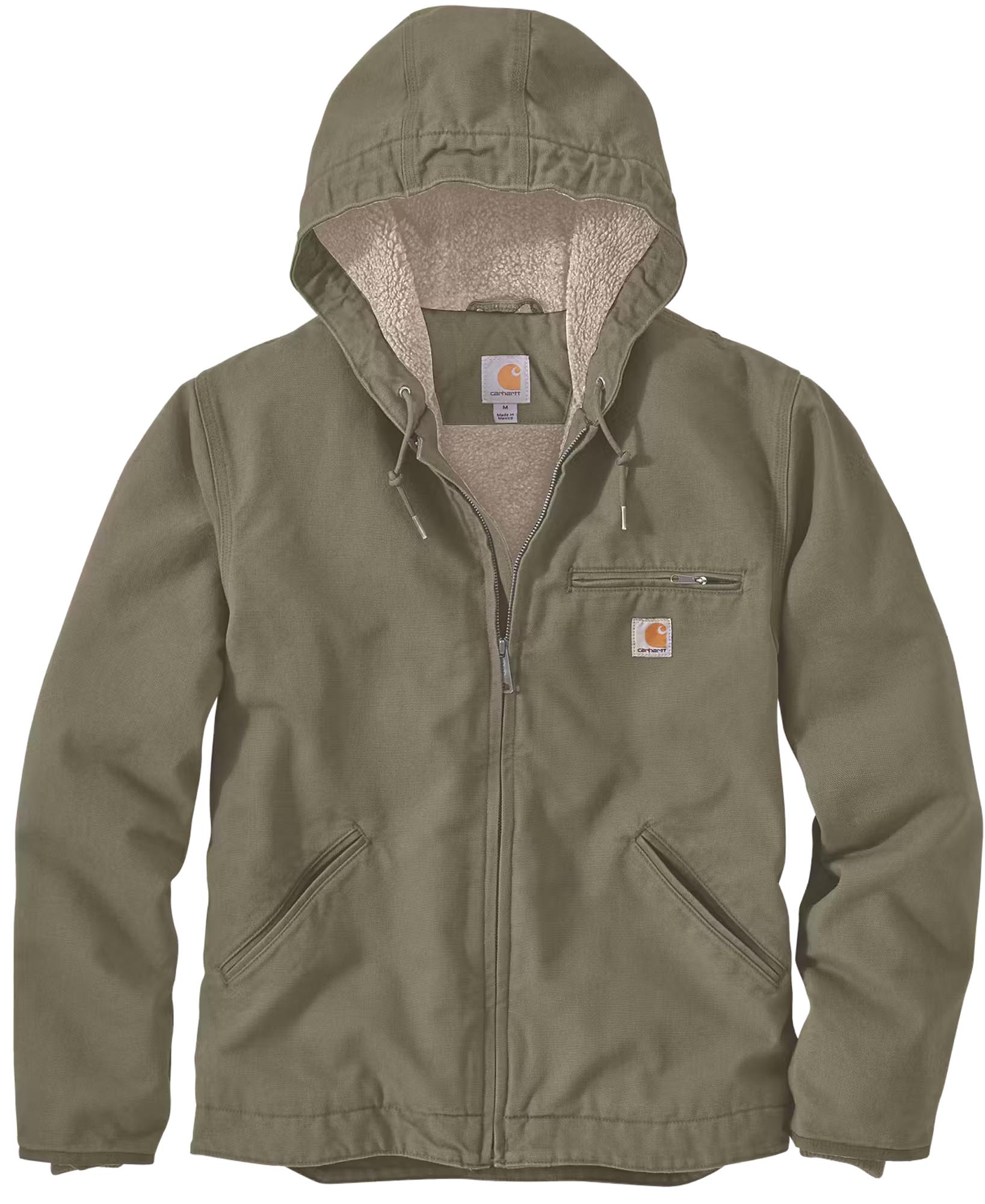 Carhartt Relaxed Fit Washed Duck Sherpa Lined Jacket olive S Figure 1