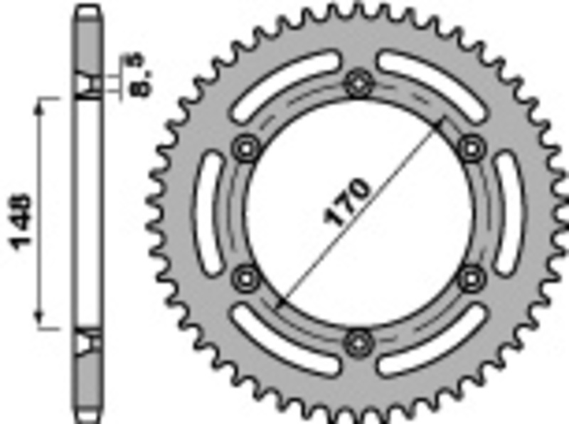 PBR Standard C45 Steel Rear Sprocket 804 - 520 Figure 2