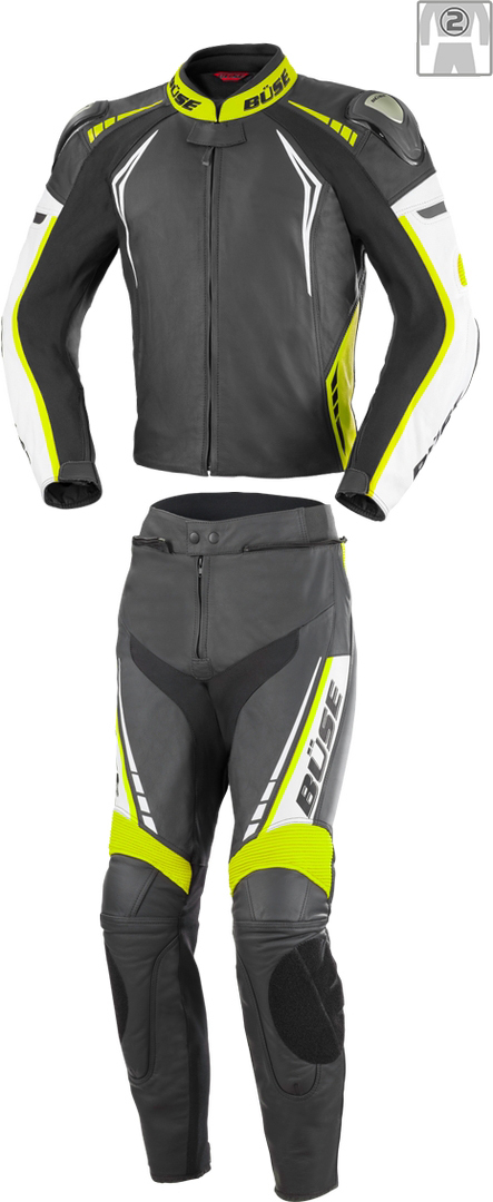 Büse Silverstone Pro Costum de piele doamnă în două piese Negru/Alb/Galben 42 Figura 1