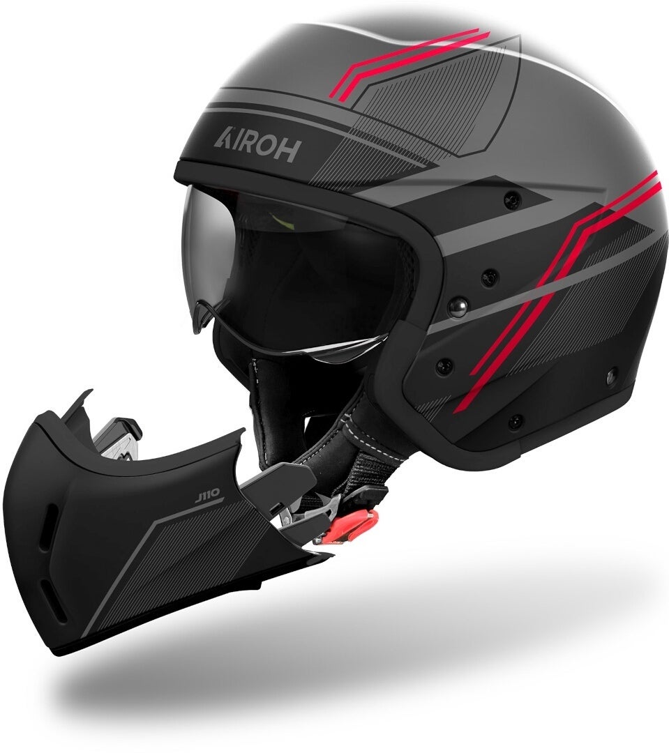 Airoh J 110 Slim Hjelm sort mat/grå/rød S (55/56) Figur 3