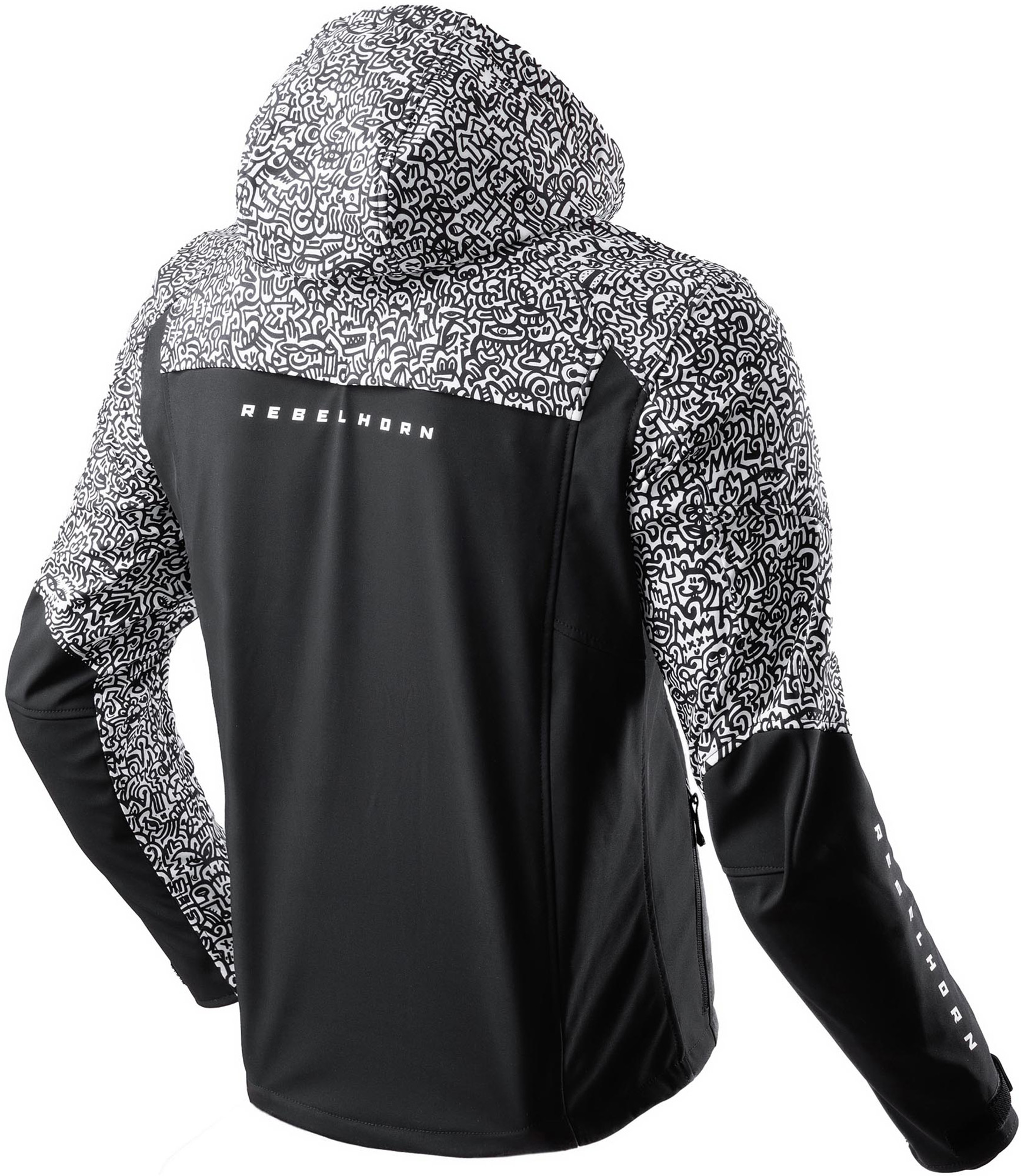 Rebelhorn Slash Softshell waterproof Motorcycle Textile Jacket black/white 3XL Figure 2