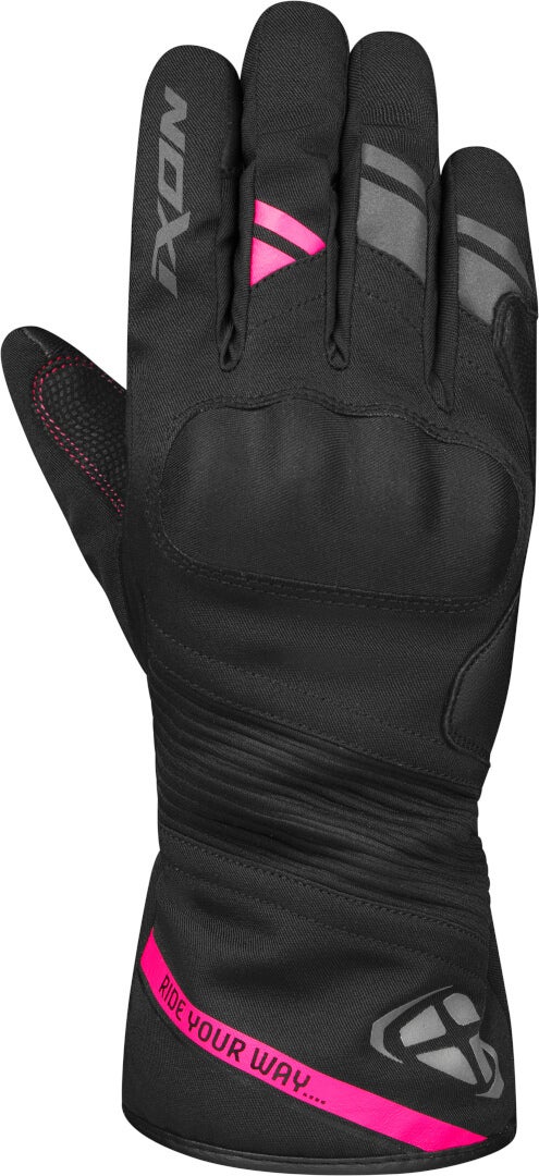 Ixon Pro Midgard Vandtætte damer vinter motorcykelhandsker sort/pink 2XL Figur 1
