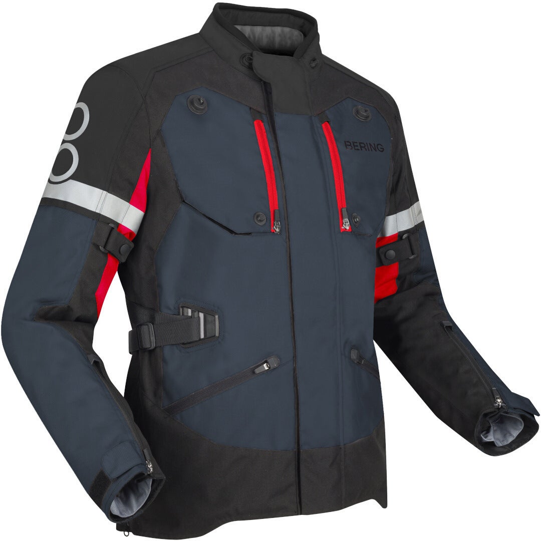 Bering Halifax 17353 waterproof Motorcycle Textile Jacket black/anthracite/red XXL Figure 1