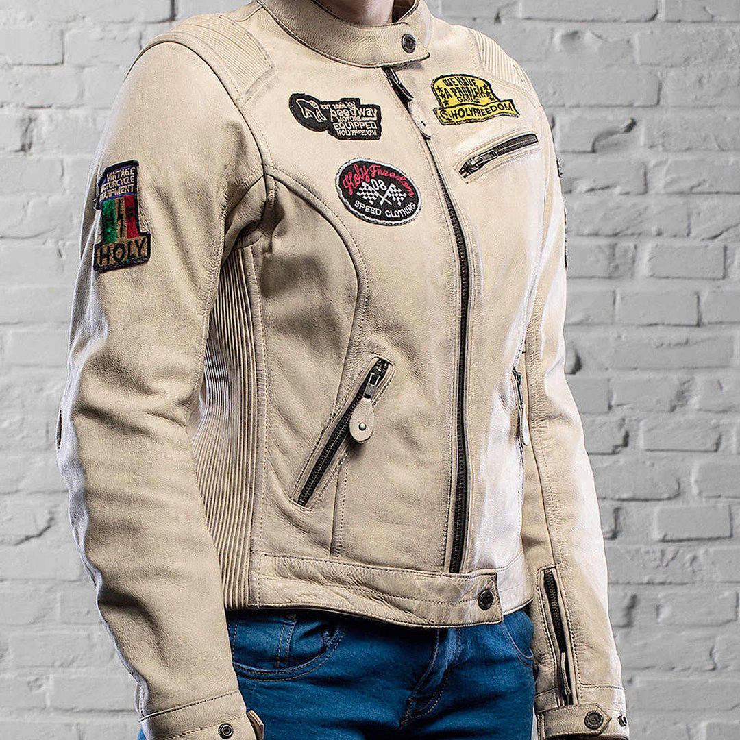 HolyFreedom Zero Damen Motorrad Lederjacke creme XL Abbildung 5