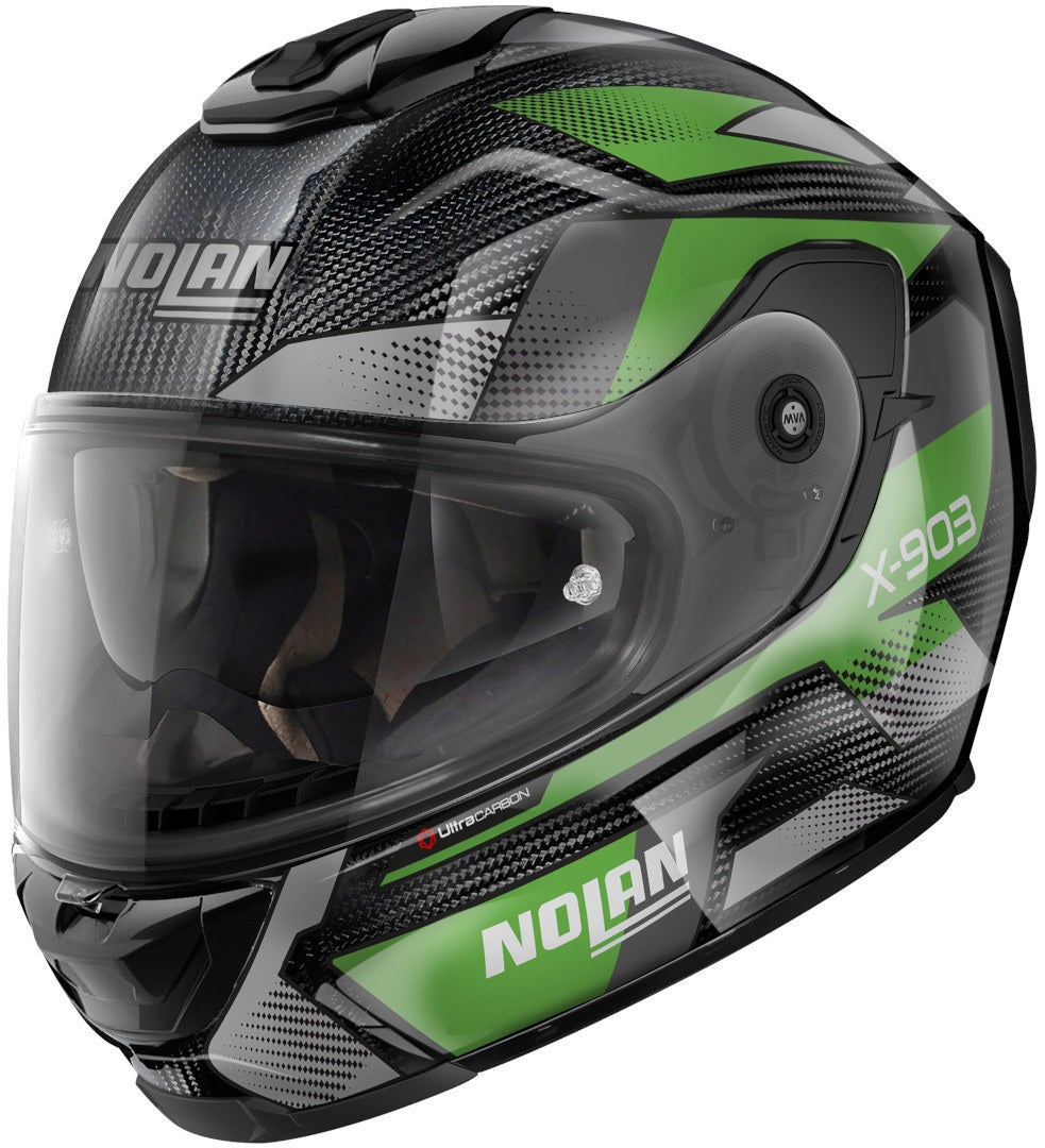 Nolan X-903 Ultra Carbon Highspeed N-Com Hjelm sort/grå/grøn M (58) Figur 1