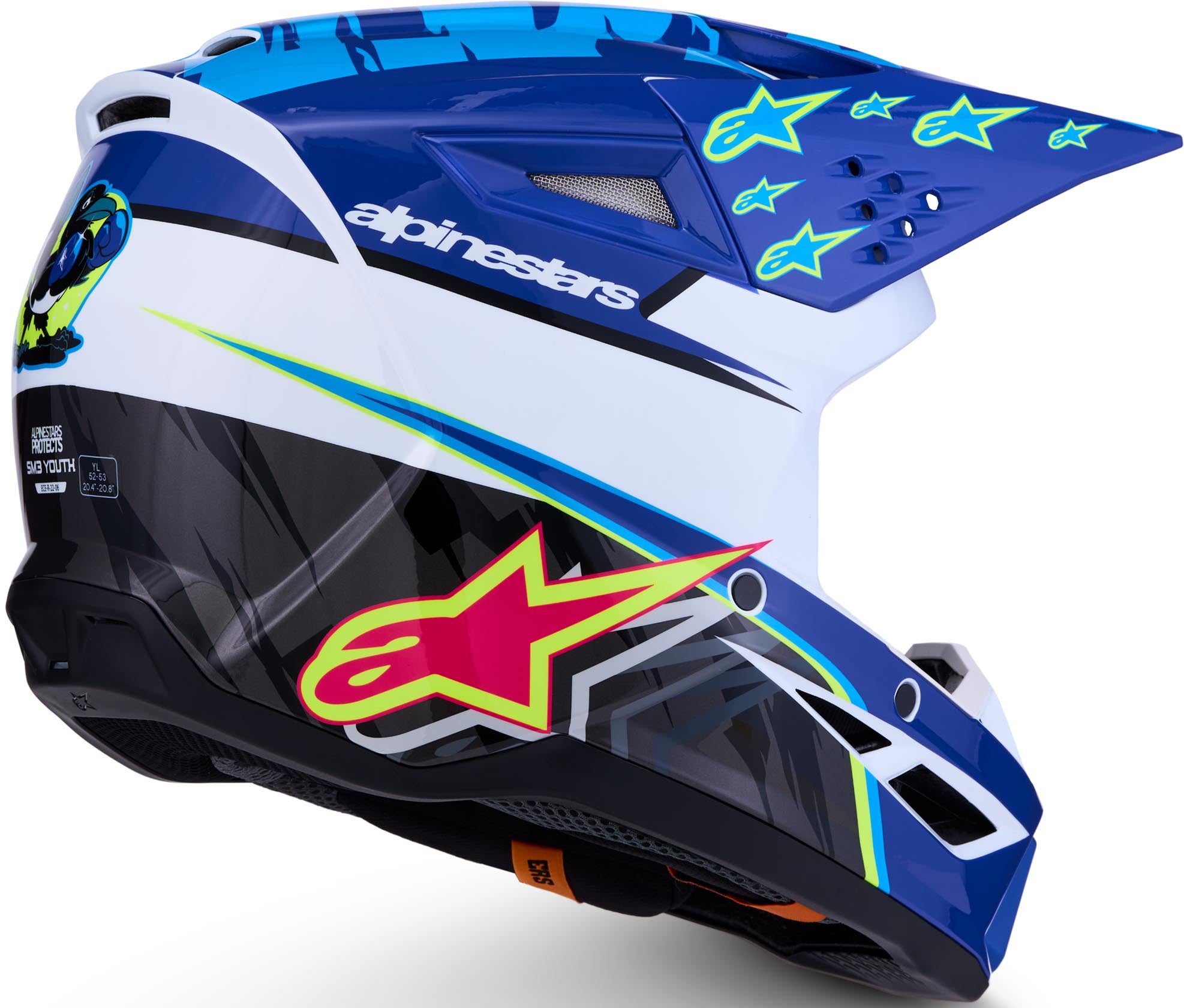Alpinestars S-M3 Falcon Casco da motocross giovanile blu/bianco/nero Y/L (52/53) Figura 4