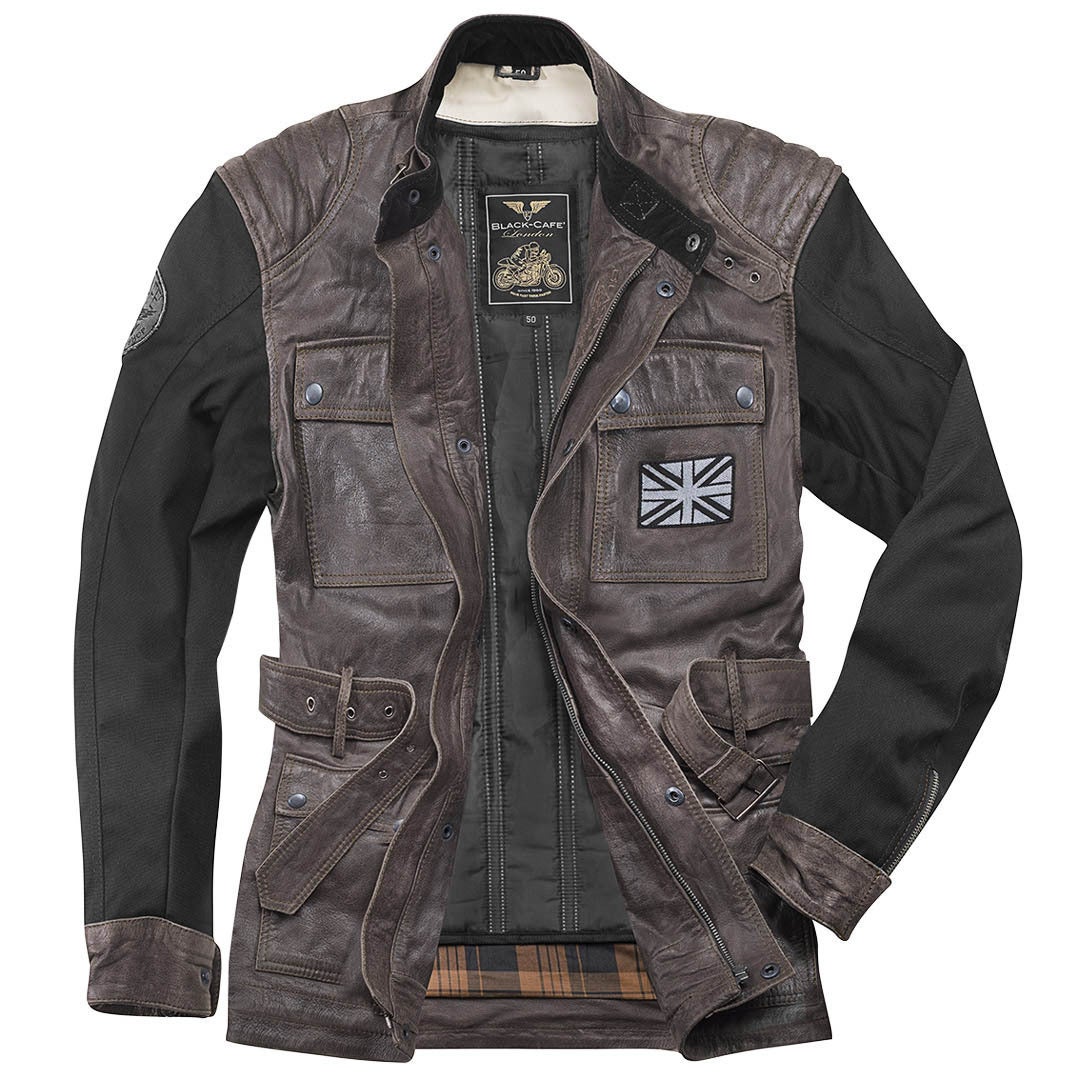 Black-Cafe London Retro Motorcycle Leather Jacket black/brown 60 Figure 2