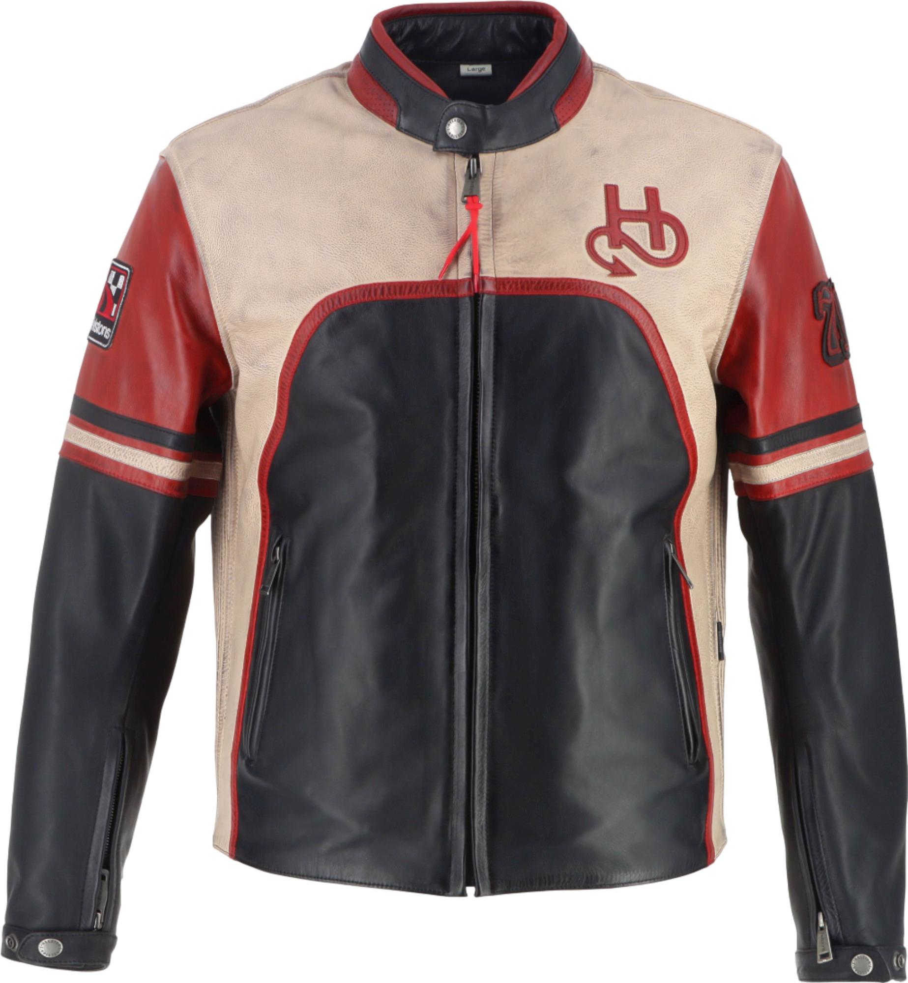 Helstons Indianapolis Motorcycle Leather Jacket black/beige/red L Figure 1