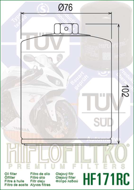 Hiflofiltro Performance oljefilter Krom - HF171CRC Figur 3