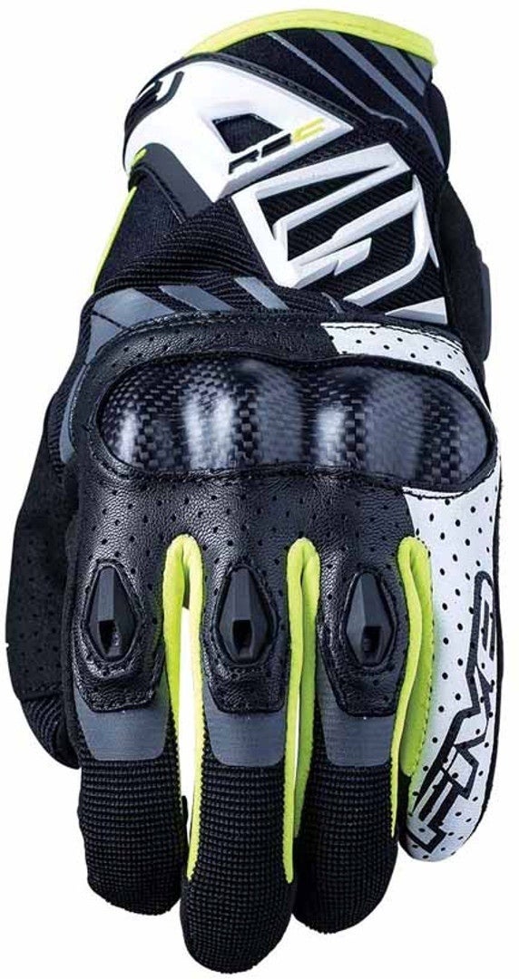 Five RS-C Motorcycle Gloves black/white/neon-yellow 2XL Figure 1