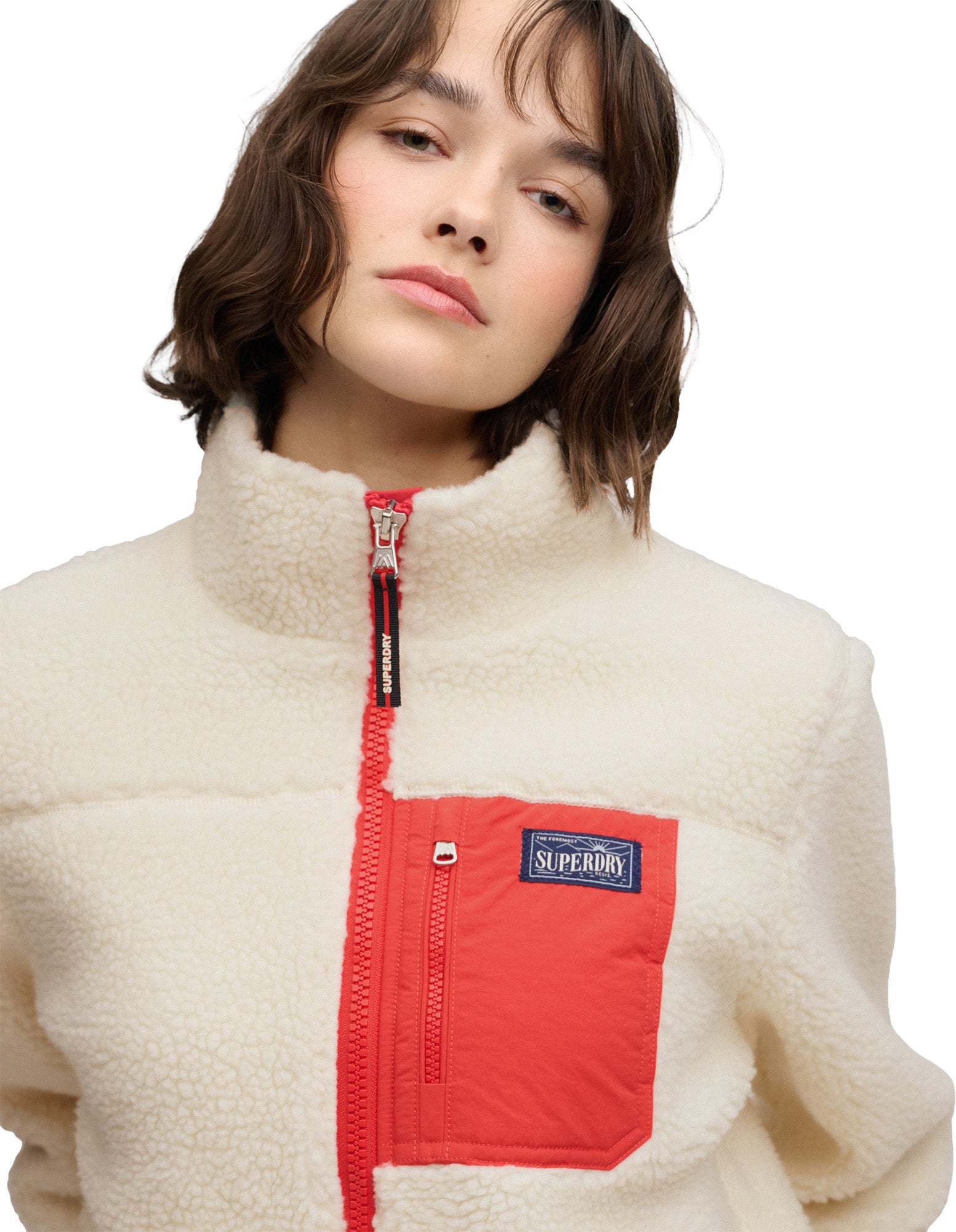 Superdry & Co Heritage Γυναικείο Fleece Μπουφάν Κρέμα S Γράφημα 4