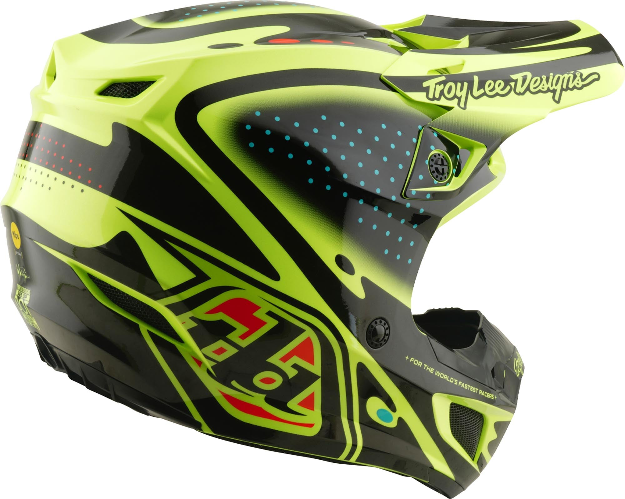 Side view of Troy Lee Designs SE5 Polycarbonate MIPS The Line Motocross Helmet