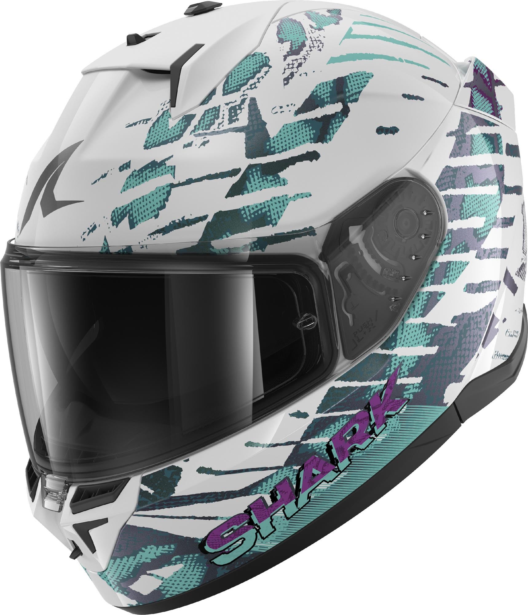 Shark D-Skwal 3 Reptaia Hjelm hvid/turkis/sort XS (53/54) Figur 1