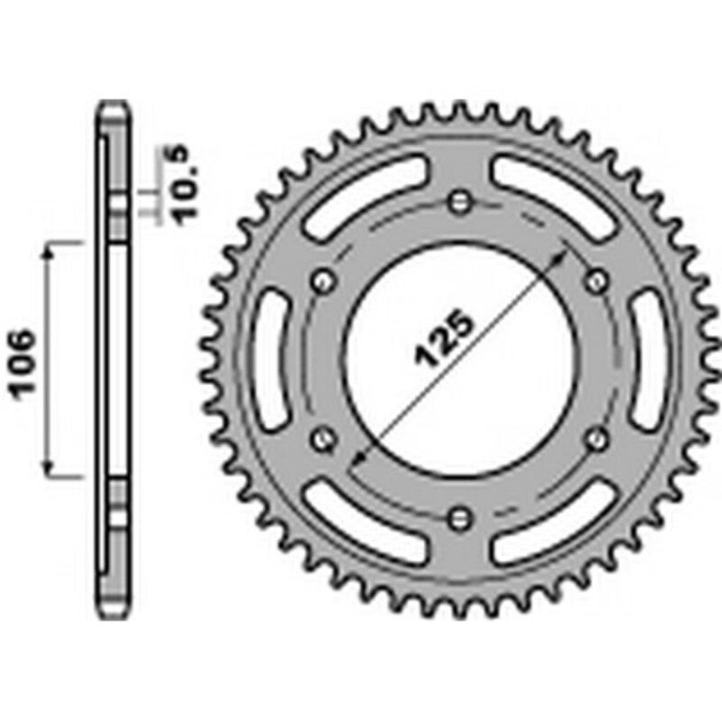 PBR Standard C45 Steel Rear Sprocket 4529 - 525 Figure 1