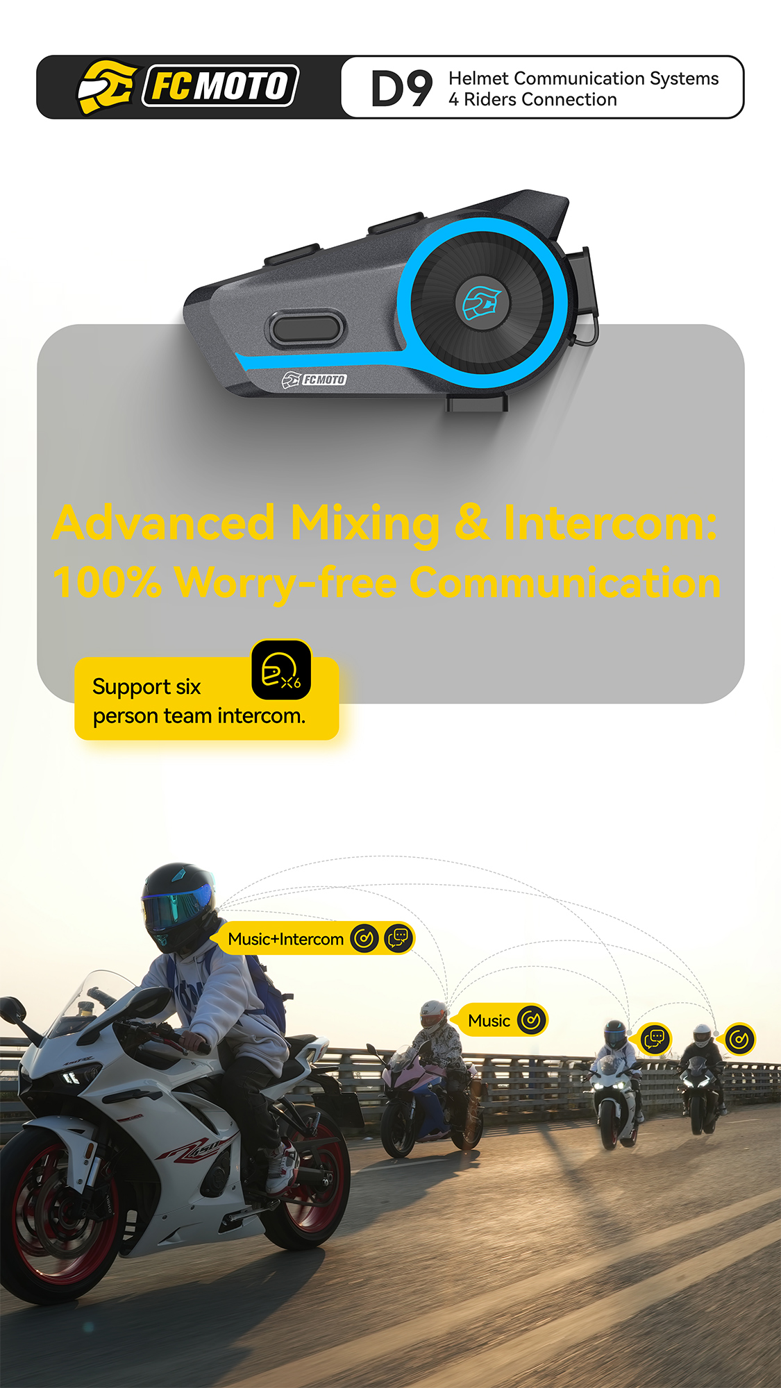 ASMAX D9 FC-Moto Edition Sistemul de comunicații Bluetooth Duo Set Figura 8