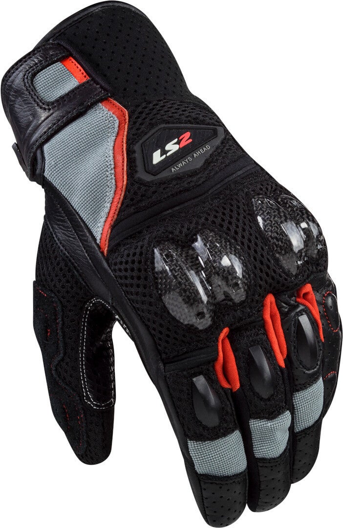 LS2 Spark II Air Mesh Motocycle Gloves black/grey/red XL Figure 1