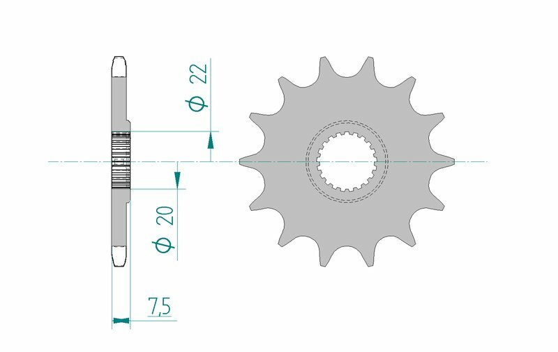 AFAM Standard stål kedjehjul 20210 - 520 Figur 2