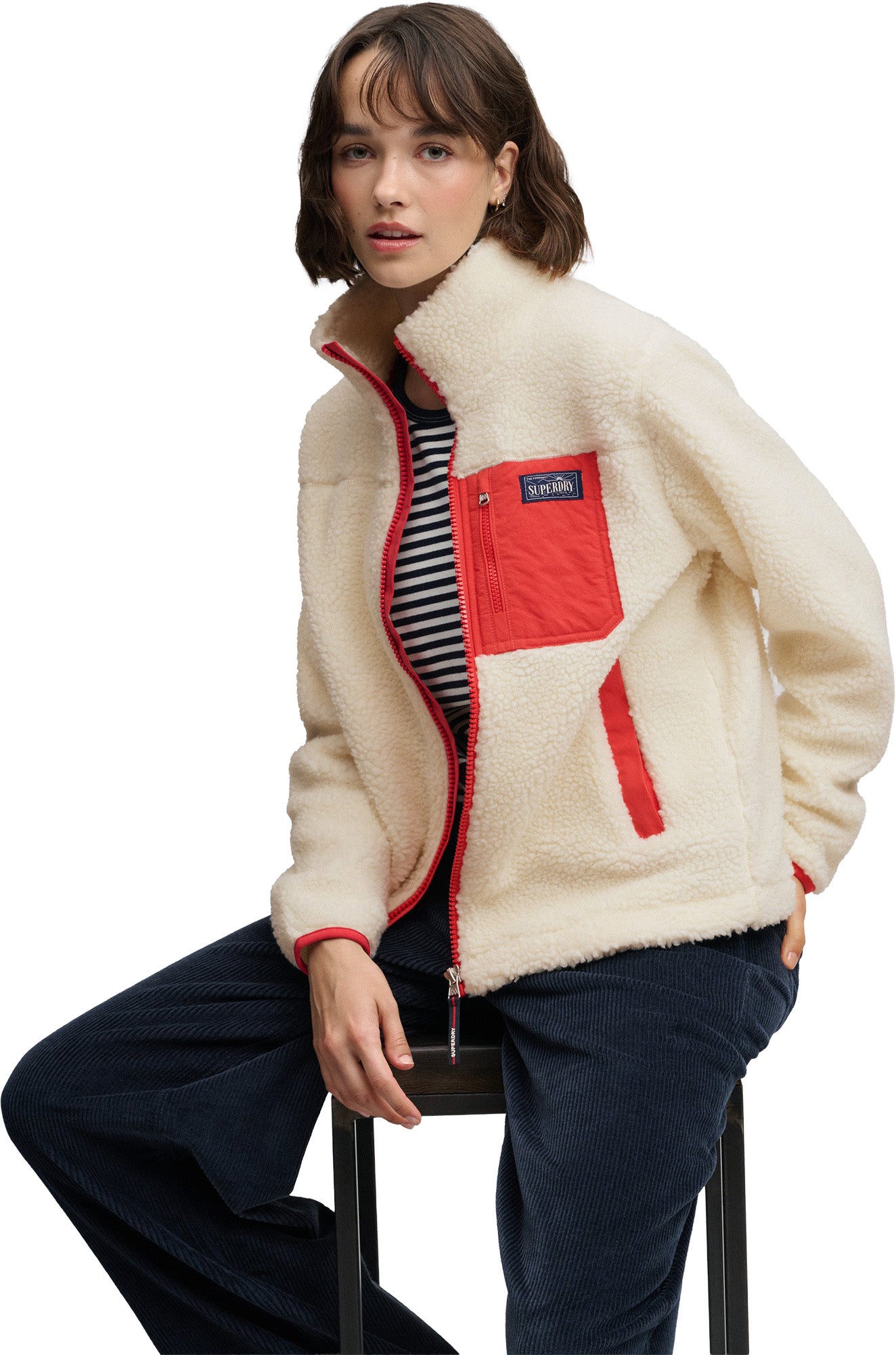 Superdry & Co Heritage Γυναικείο Fleece Μπουφάν Κρέμα L Γράφημα 5
