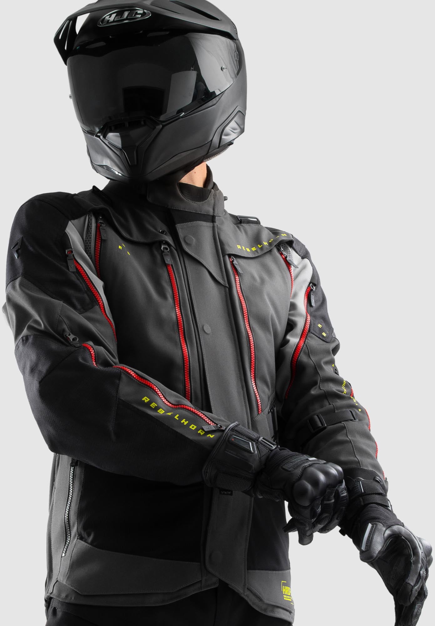 Rebelhorn Hardy 3.0 waterproof Motorcycle Textile Jacket dark grey/black/yellow 4XL Figure 23