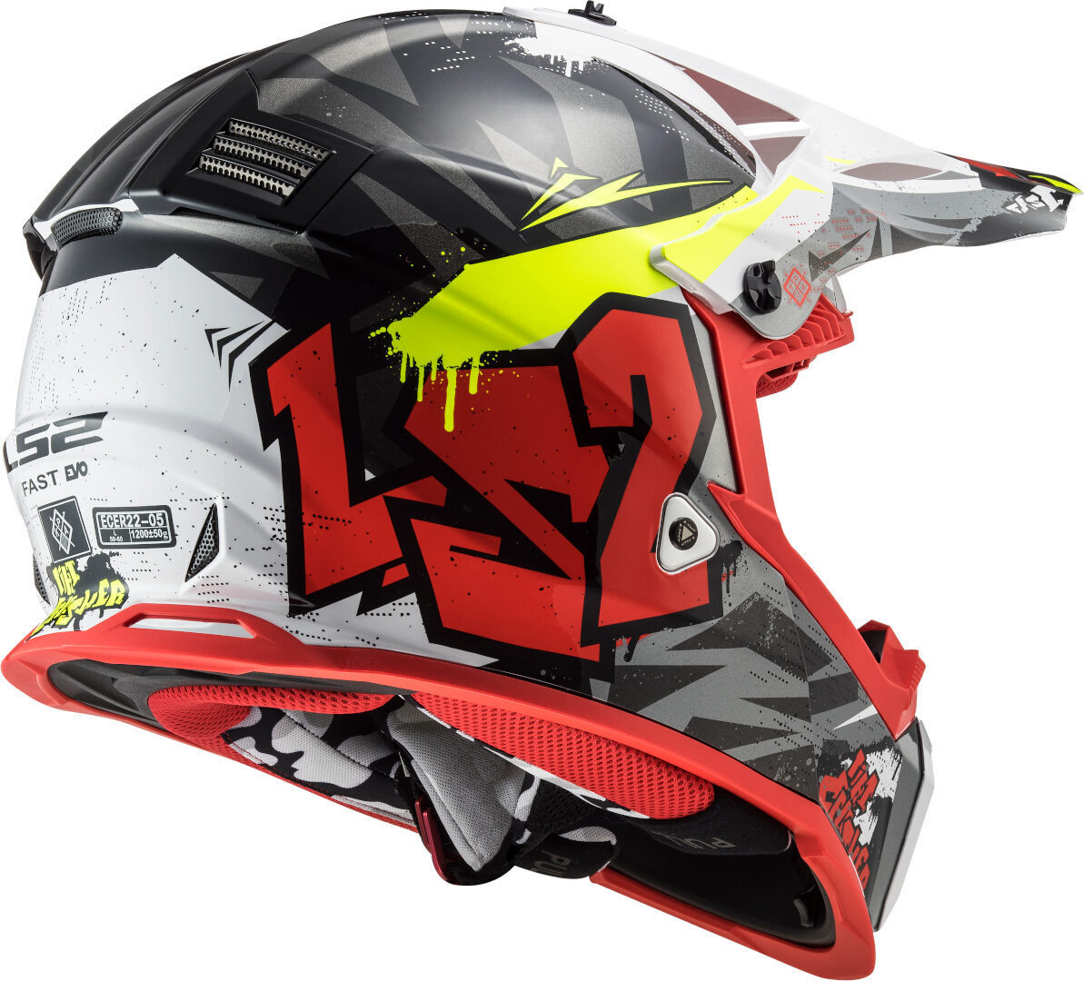 LS2 MX437 Fast Evo Crusher Motocross hjälm Svart matt/röd XXS (51/52) Figur 6