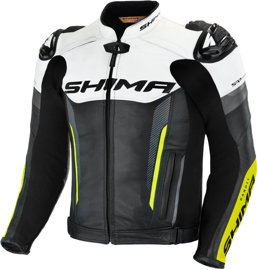 SHIMA Bandit Motorrad Lederjacke schwarz/weiß/gelb 52 Abbildung 1