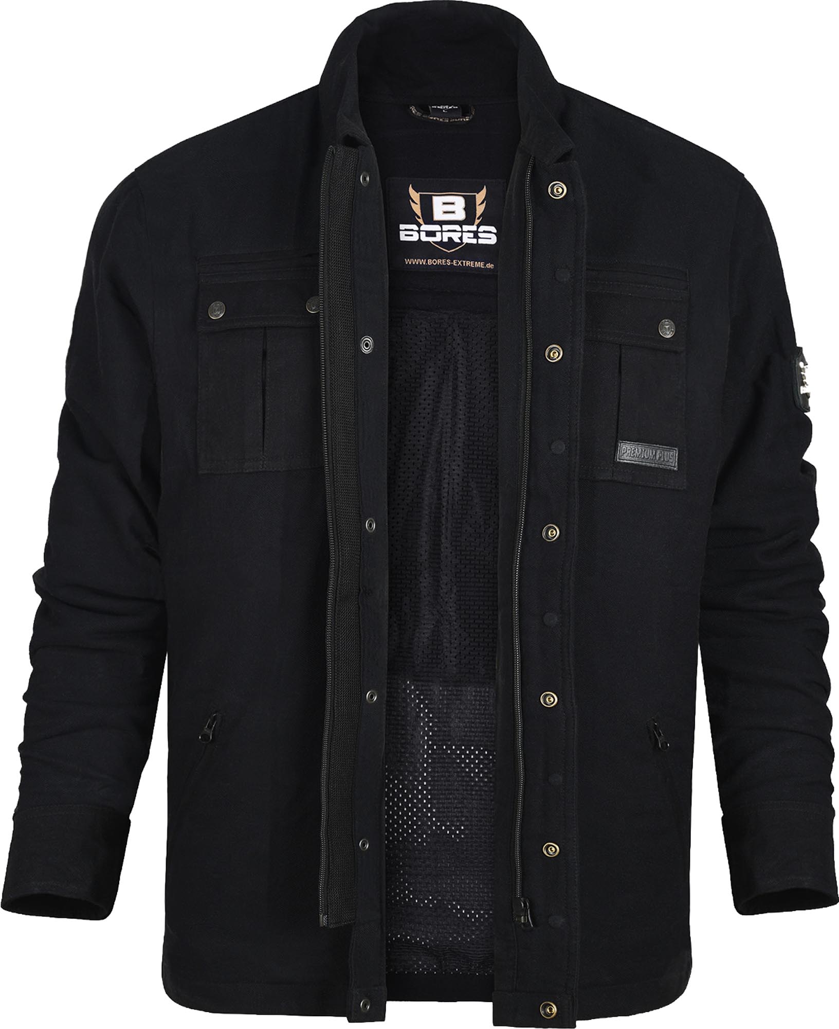 Bores Urban Premium Plus Stretch Bortexx Camicia da motociclista AAA nero 4XL Figura 1