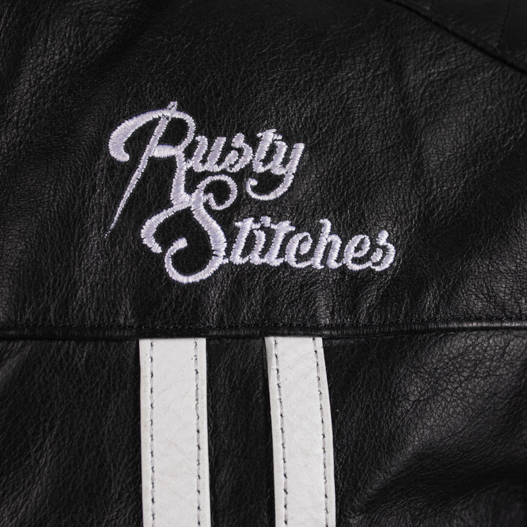Rusty Stitches Cooper Blouson en cuir de moto Noir/Blanc L Figure 6