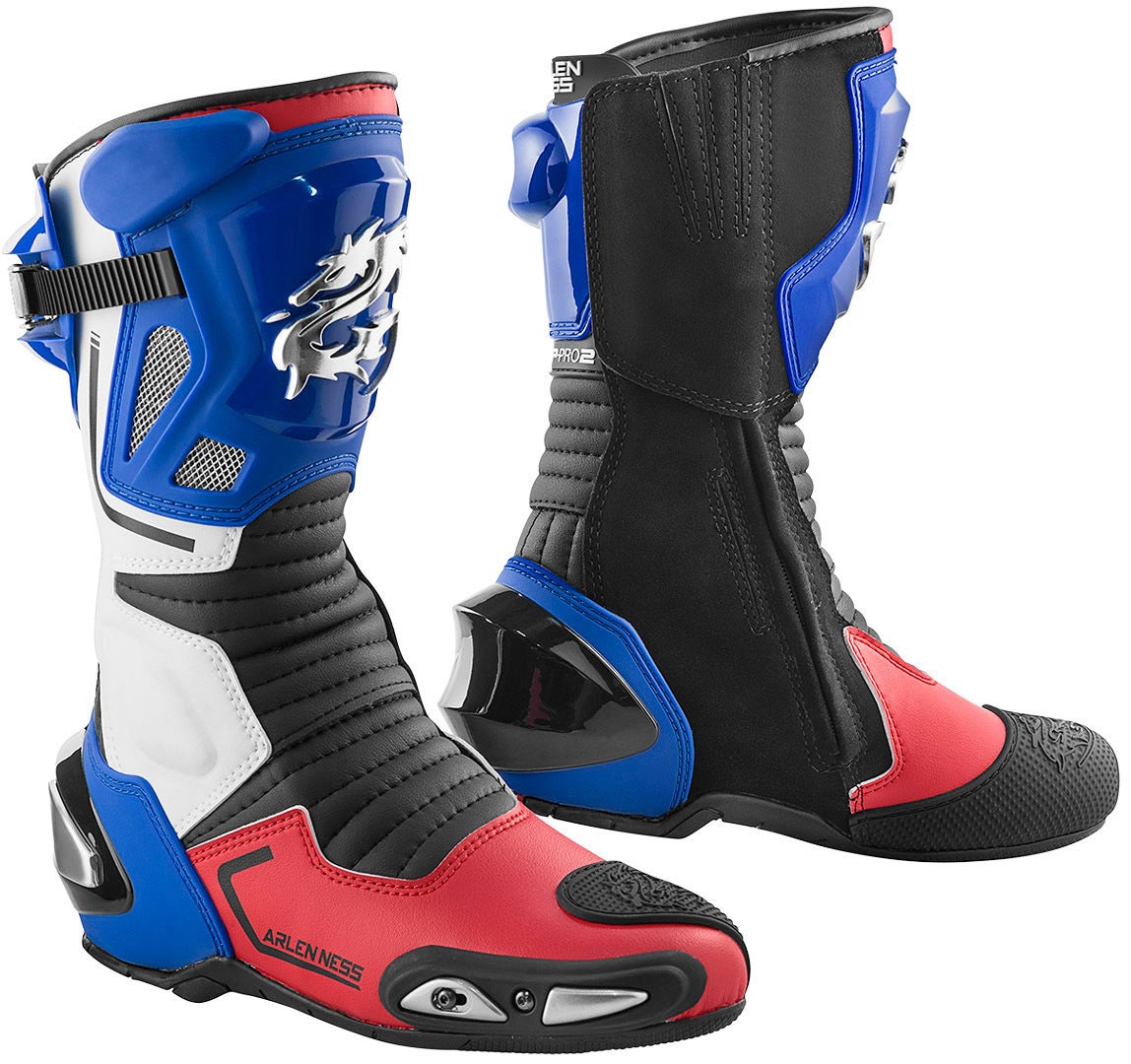 Arlen Ness Sugello Motorcycle Boots blue/white/red 44 Figure 1