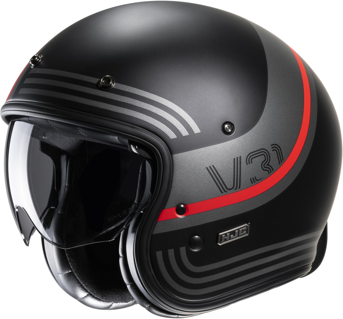 HJC V31 Byron Retro Cască cu reacție Negru/Gri/Roșu M (57/58) Figura 1