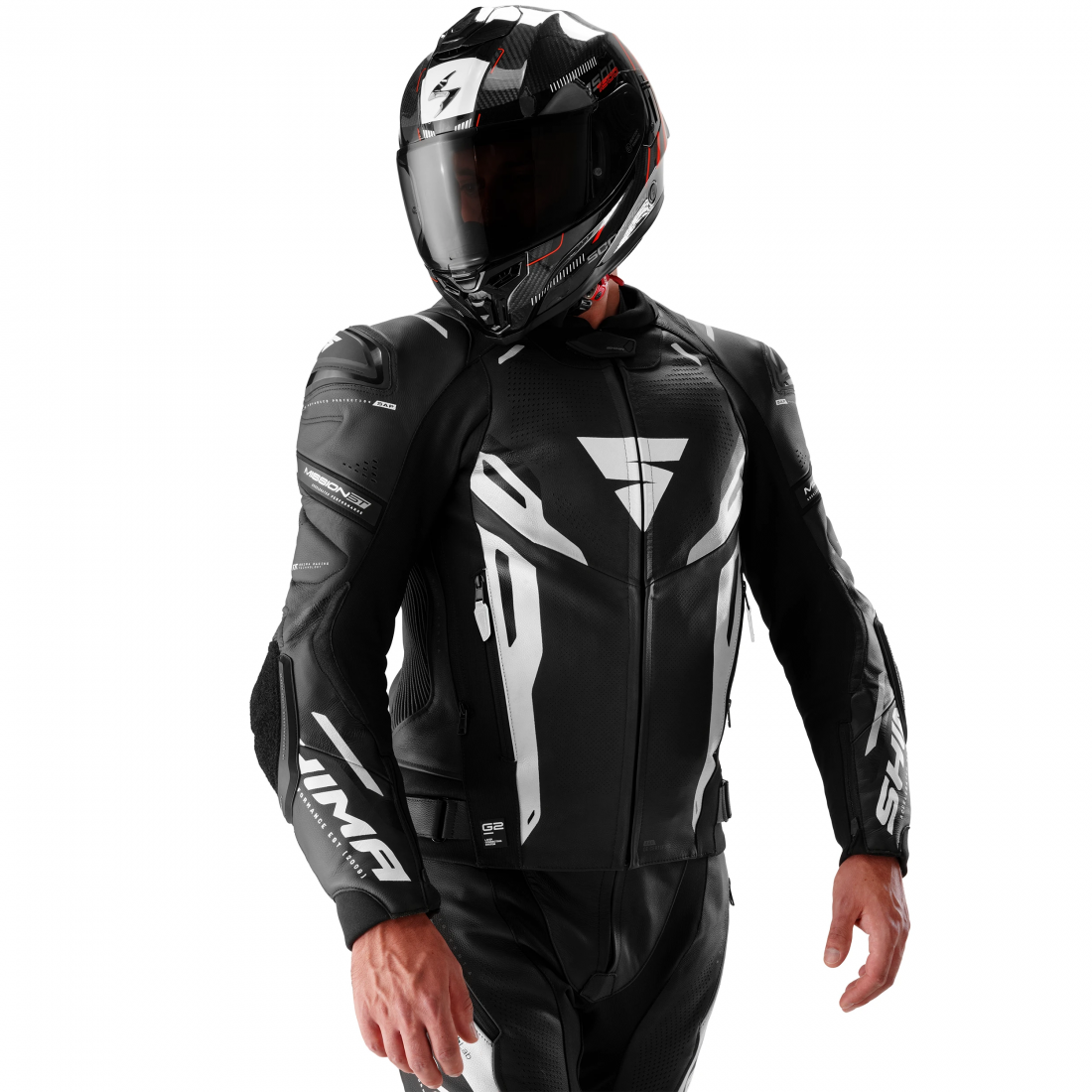 SHIMA Mission ST Veste en cuir moto Noir/Blanc 50 Figure 6