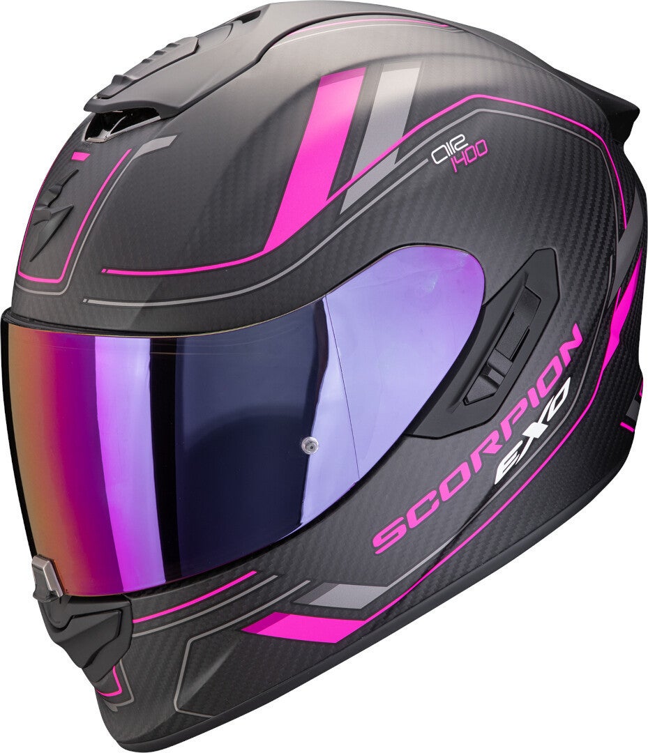 Scorpion Exo-1400 Evo 2 Carbon Air Mirage Hjelm sort mat/pink M (57/58) Figur 1