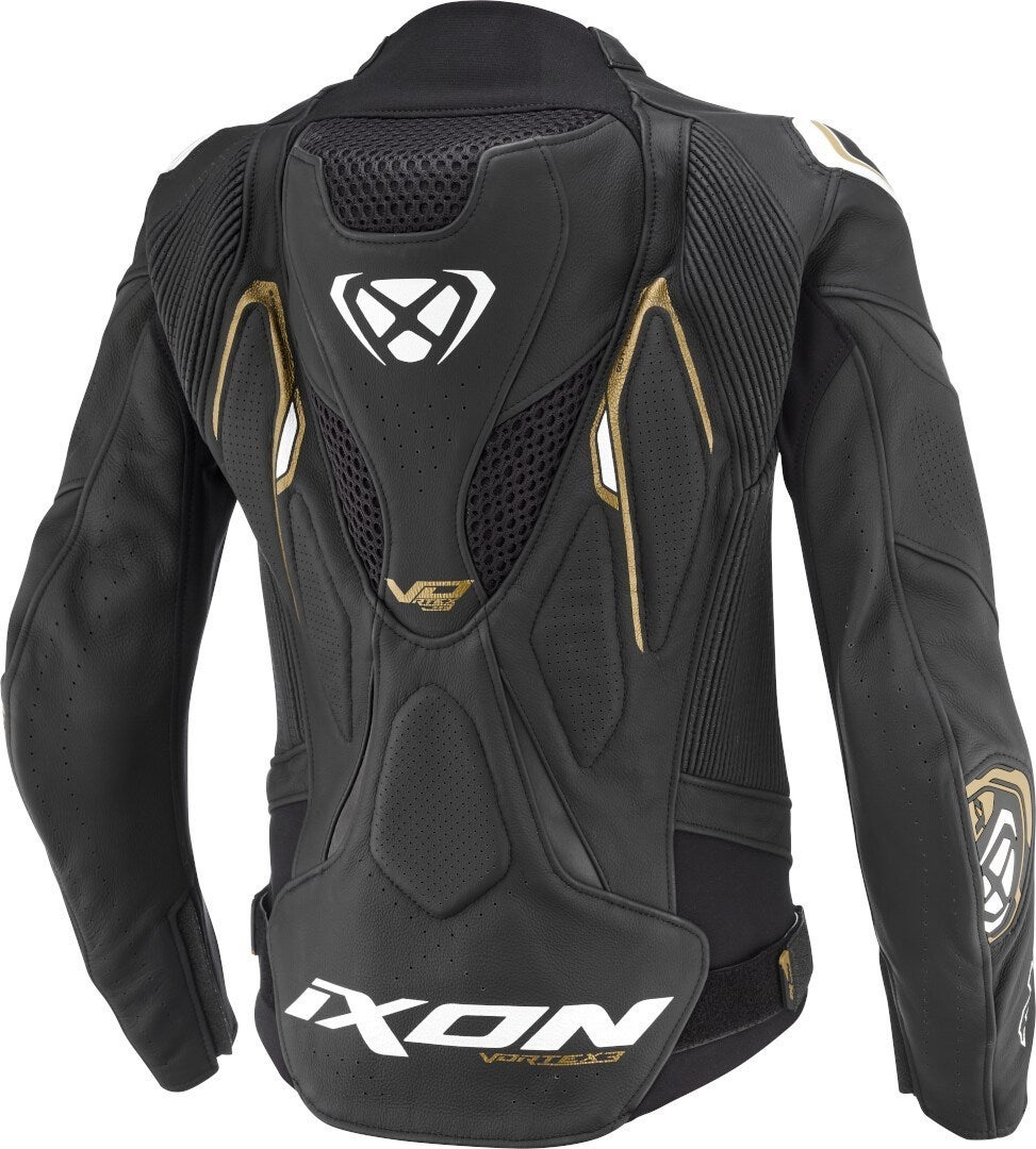Ixon Vortex 3 Damen Motorrad Lederjacke schwarz/weiß/gold XL Abbildung 3