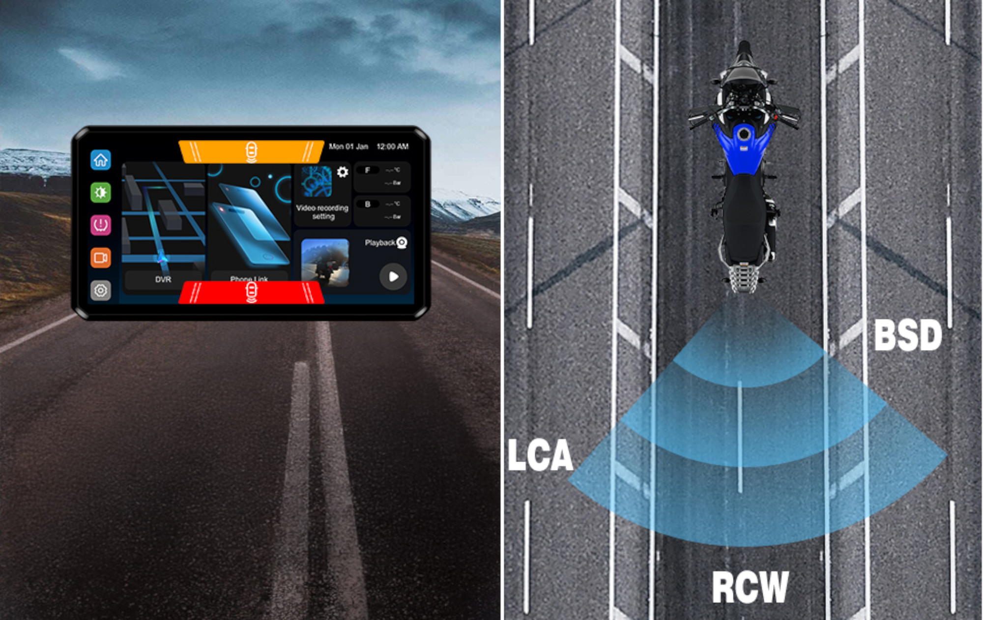 AlienRider M2 Pro Multimediasystem för motorcykel + Camaras + Wave-Radar Figur 6