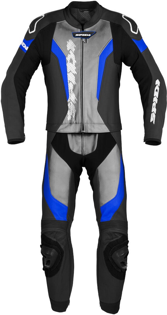 Spidi Laser Touring Two Piece Motorcycle Leather Suit black/grey/blue 56 Figure 1