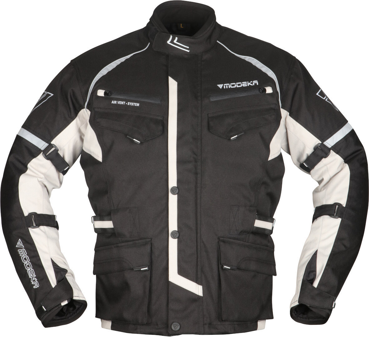 Modeka Tarex Motorrad Textiljacke schwarz/hellgrau L Abbildung 1