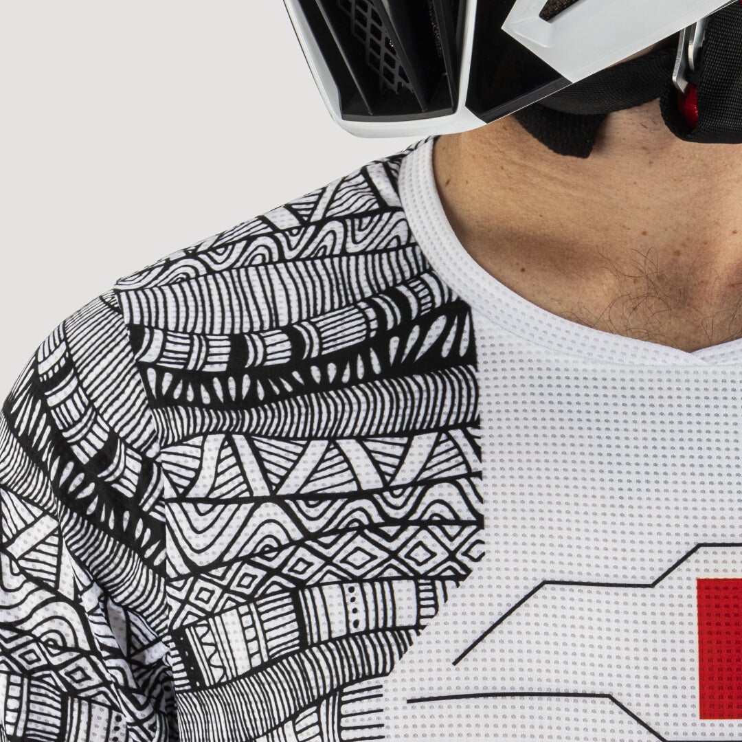 Leatt 3.5 Ride Kit Mosaic 2025 Motocross Jersey und Hose Set weiß/schwarz/rot L Abbildung 9
