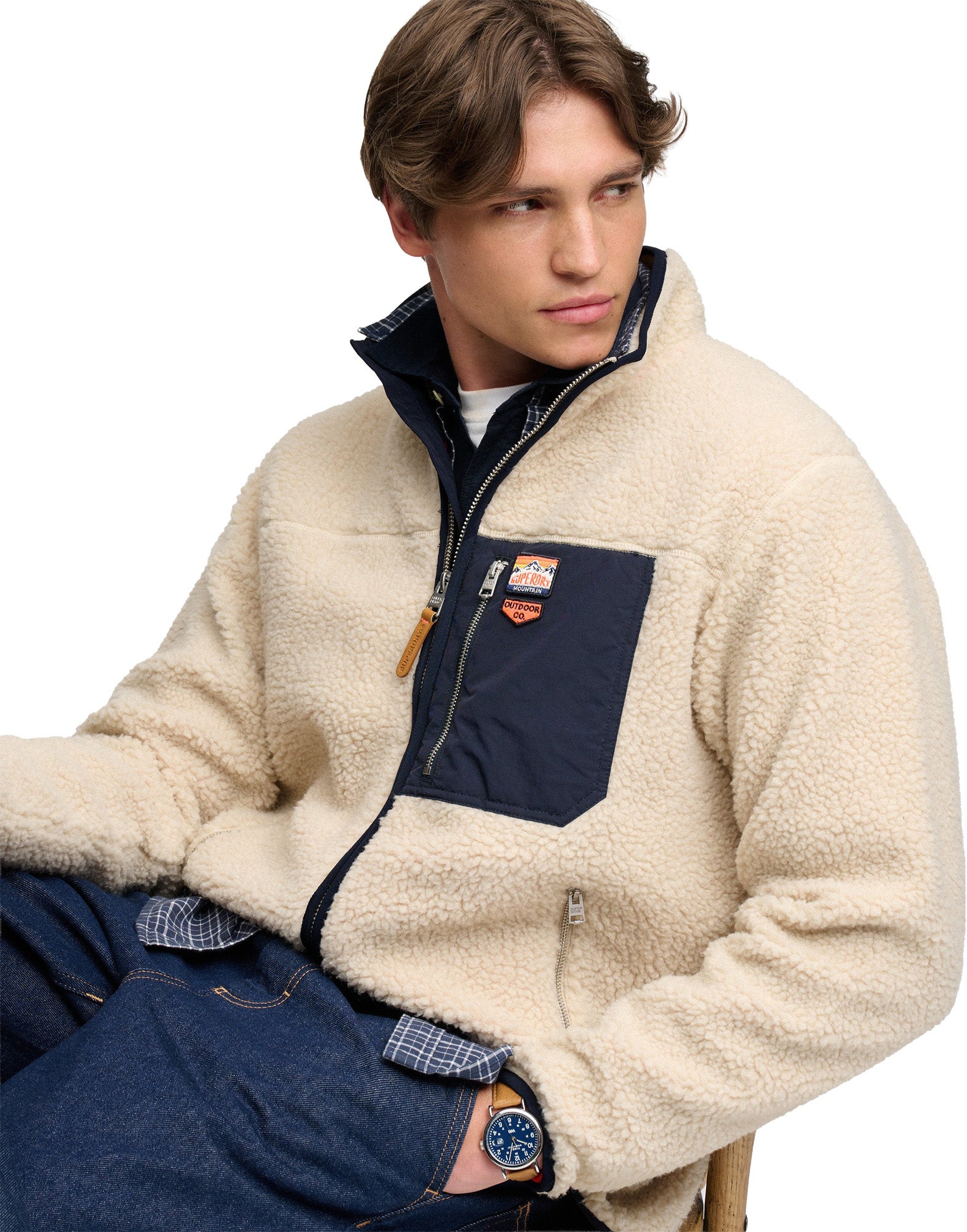 Superdry & Co Vintage Retro Fleecestakki Beige M Kuva 7