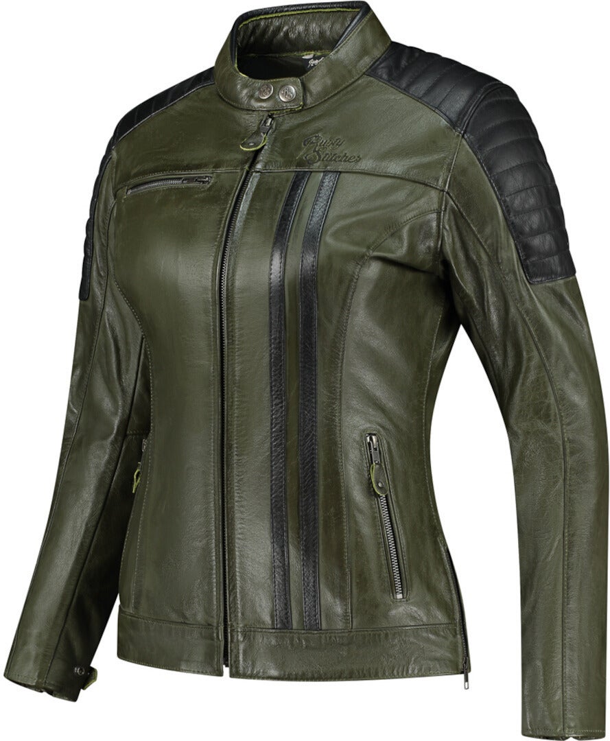 Rusty Stitches Alice Ladies Motorcycle Leather Jacket green/black 46 Figure 1