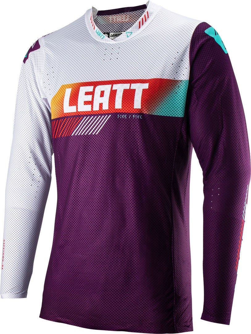 Leatt 5.5 Ultraweld Contrast Motocross Jersey branco/roxo M Figura 1
