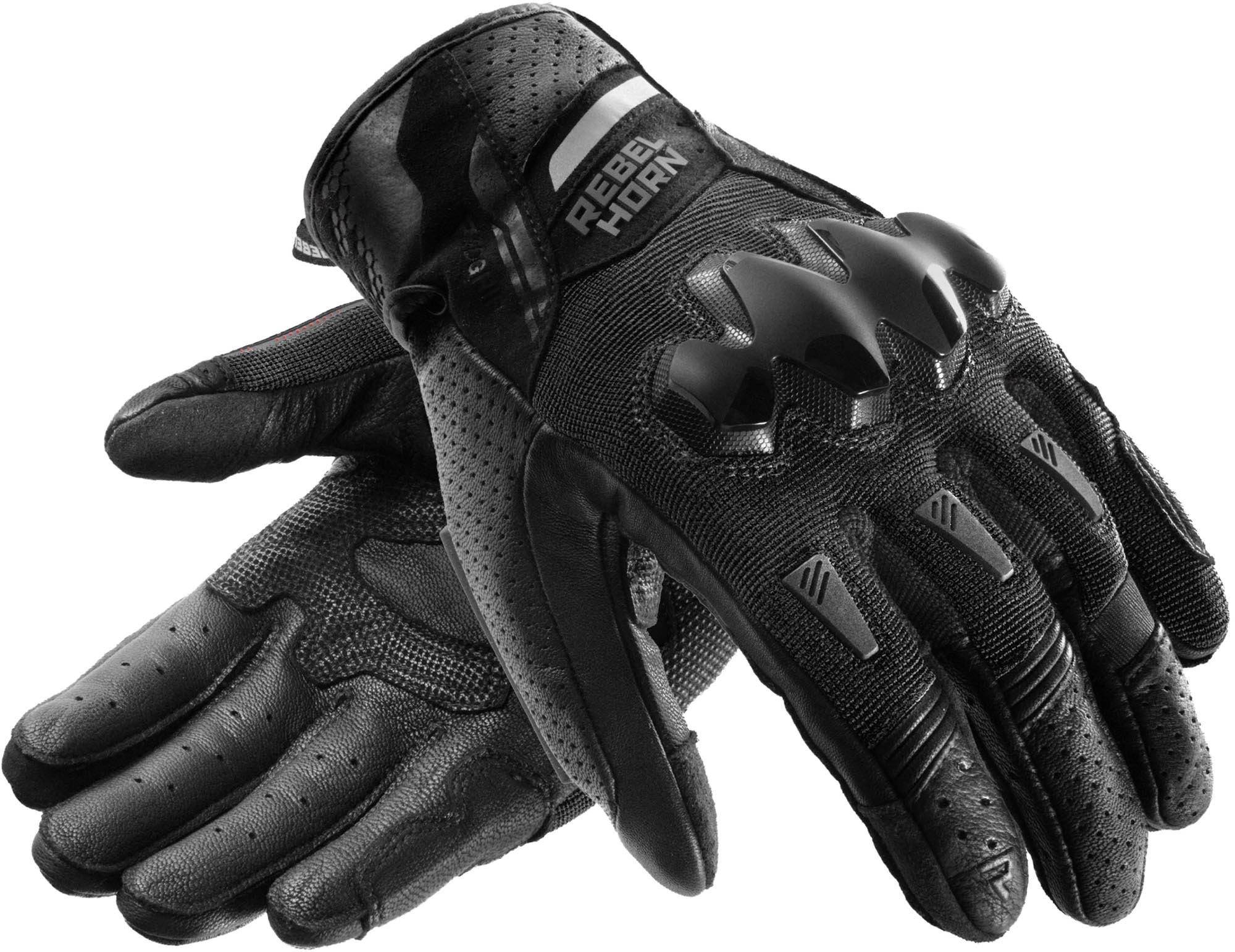 Rebelhorn Defender Motorcykelhandsker Sort L Figur 1