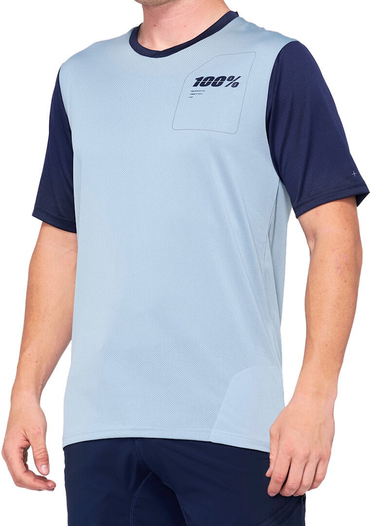 100% Ridecamp Short Sleeve Bicycle Jersey blue/light blue L Figure 1