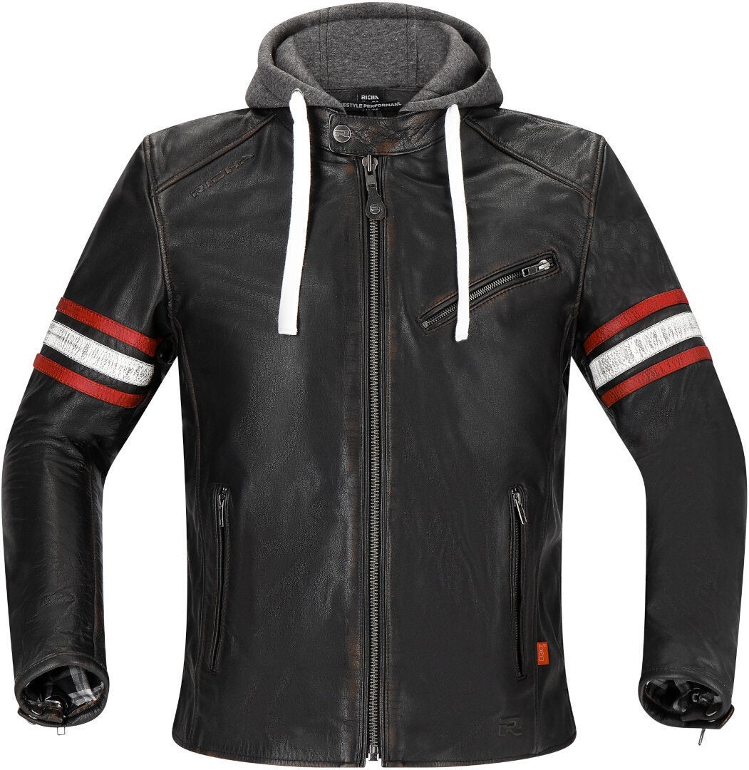 Richa Toulon 2 Motorcycle Leather Jacket black/red 66 Figure 1