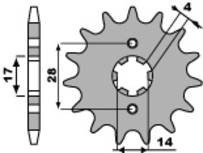 PBR Standard stål kedjehjul 2118 - 428 Figur 2