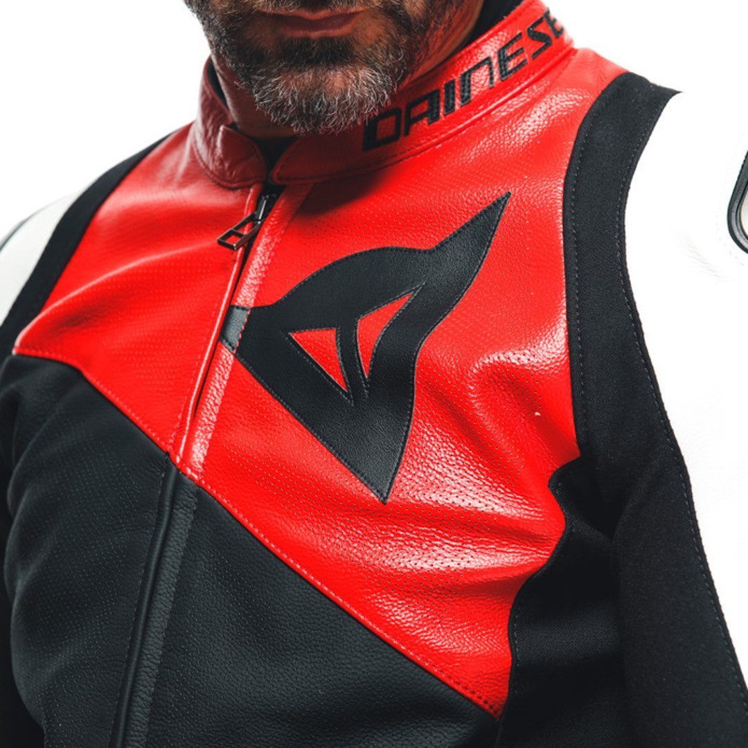 Dainese Sportiva Jaqueta de couro de motocicleta perfurada preto/vermelho/branco 56 Figura 10