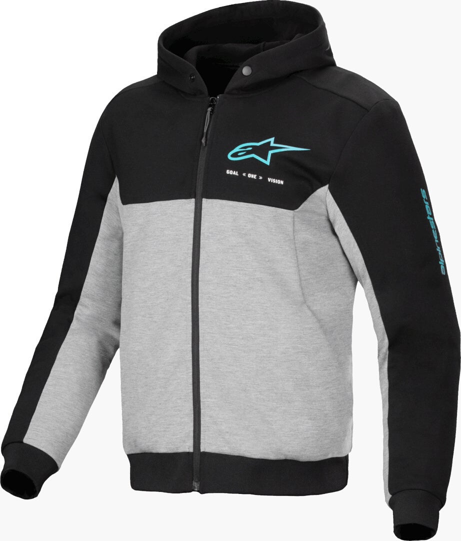 Alpinestars Chrome V2 Duo Sport Moto mikina na zip šedá/černá/modrá XL Obrázek 1